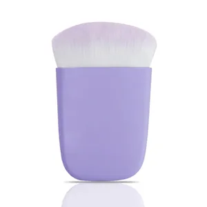 Lavender flat top blush and powder makeup brush with purple gradient synthetic bristles