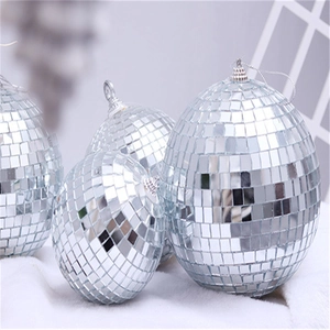 Sparkling silver disco ball with mirror glass tiles for festive party decorations