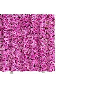 Pink rose floral wall backdrop made of high-density polyester for wedding and party decor