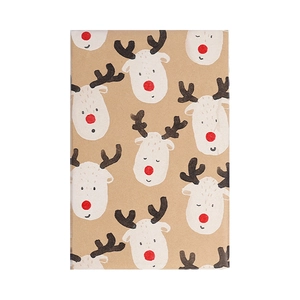 3m Christmas Kraft gift wrapping paper roll with cute red-nosed reindeer pattern