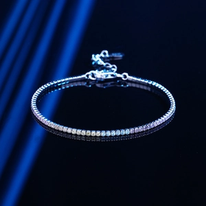 S925 Sterling Silver Rainbow Tennis Bracelet For Women Minimalist Inlaid Zirconia Colorful Sparkling Chain Adjustable Fashion Jewelry Gift