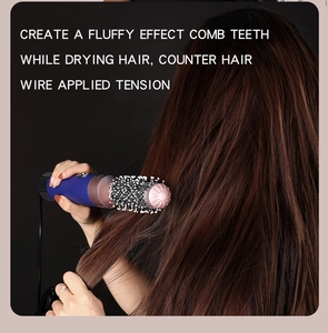 Detail view of the 5-in-1 hot air styler being used on long hair for root volume and styling