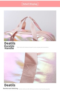 Detail der rosa Reisetasche mit verstärkten Nähten und langlebigen Tragegriffen aus Gurtband