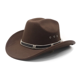 Classic dark brown denim jazz cowboy hat with leather band and metal eyelets