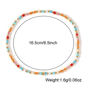 Bohemian rainbow beaded bracelet with gold copper beads, 6.5 inch handmade jewelry piece