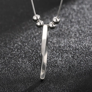 Minimalist Stainless Steel Twisted Bar Pendant Necklace For Men Women Snake Chain With Metal Beads Ins Style Jewelry
