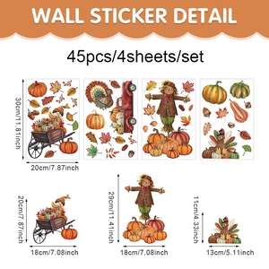 45-piece Thanksgiving window stickers set with pumpkins, maple leaves, and a red truck