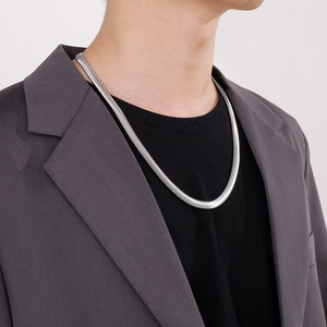 Collana a catena piatta a serpente in acciaio inossidabile argento 8mm per uomo