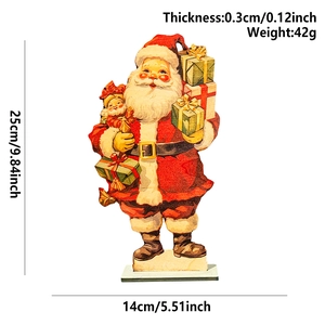 Detailed size specifications for vintage wooden Santa Claus tabletop decoration