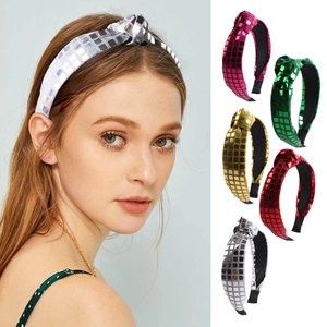 Sparkly sequin knotted headband for women in gold, green, red, pink, and silver