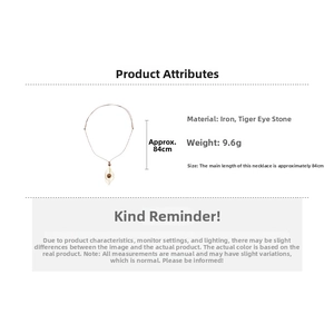 Detailed specs of the 84cm vintage tiger eye stone leaf pendant necklace, weighing 9.6g