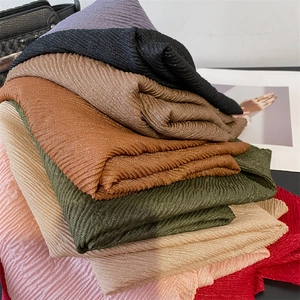 Sciarpa Plissettata Da Donna Scialle Lungo Tinta Unita Trama Increspata Con Luccichio Versatile Autunno Inverno