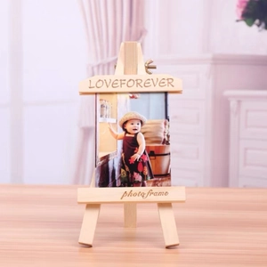 Minimalist wooden easel photo frame with Love Forever engraving for tabletop display