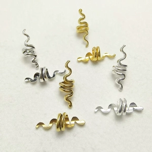 Retro hollow snake-shaped dreadlock hair rings in gold and silver finish spiral design