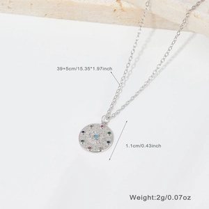 Detailed view of evil eye necklace dimensions 39+5cm chain length and 1.1cm pendant size
