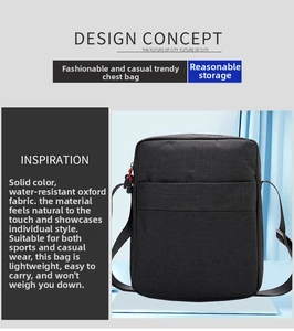 Close-up of water-repellent black oxford fabric texture on versatile crossbody chest bag