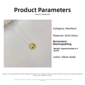 Detail shot of 925 sterling silver irregular lava texture pendant with two-tone finish