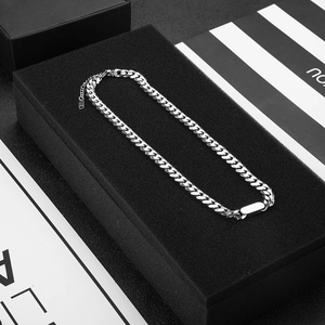 Men's titanium steel cuban link necklace in a black gift box, minimalist urban style