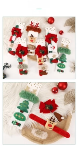 Detail of Christmas hair accessory set with reindeer, snowman and plush velvet textures