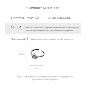 Detail showing weight and size measurements for the vintage zircon sunflower open ring