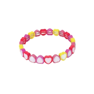 Colorful heart-shaped enamel beads elastic stretch bracelet for women daily fashion