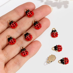 Golden crown frog and ladybug alloy enamel pendants for DIY jewelry and earrings making