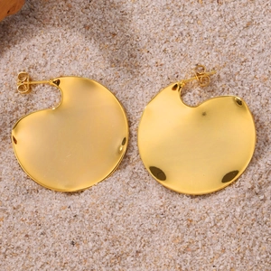 Boucles d'oreilles géométriques irrégulières en acier inoxydable plaqué or 18 carats
