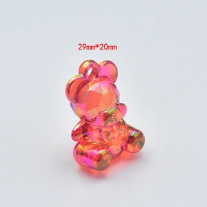 Colorful AB faceted acrylic bear charm for DIY jewelry and keychains, 29mm by 20mm size