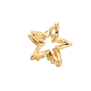 Minimalist hollow star metal hair claw clip in glossy gold finish for women's hairstyles