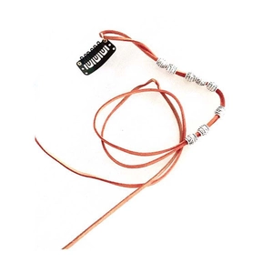 Orange braided hair string with silver beads and black hair clip for trendy hair styling