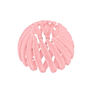 Detailed macro of pink flocked velvet bird nest hair ring showing flexible mechanism