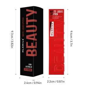 Ματ lip glaze και συσκευασία με ακριβείς διαστάσεις σε εκατοστά και σε ίντσες