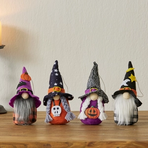 Halloween Gnome Plush Ornaments Cloth Felt Faceless Dolls Wizard Hat Pumpkin Skull Decor Home Hanging