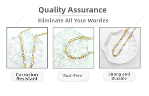 Detail of Figaro style bicolor metal chain showing anti-corrosion and durable texture
