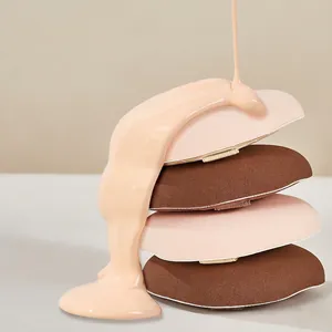 Set of 4 Rubycell marshmallow makeup puffs in pink and brown with teardrop shape