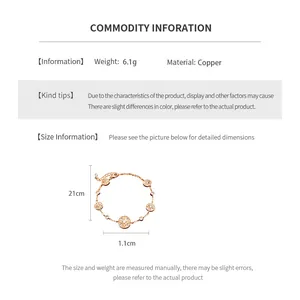 Size guide for 18K gold plated adjustable circle bracelet with measurements and material info