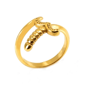 Vergoldeter Edelstahlring 18k Gold im Punk-Stil mit einzigartigem Design auf Weiß