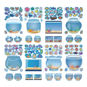 Cartoon Fish Tank Ocean Theme DIY Stickers Waterproof PVC Sea Creatures Decals For Scrapbook Laptop Phone Decor
