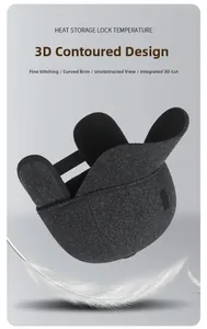 Detail of dark grey winter earflap cap featuring premium knit texture and warm ear protection