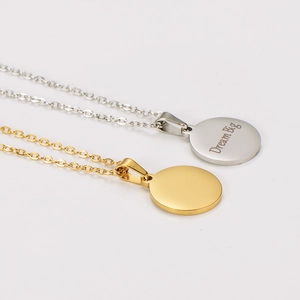 18k gold plated stainless steel necklaces with polished silver and gold dream big pendants