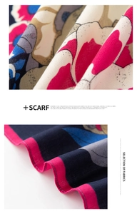 Detailed view of geometric print scarf showing fine texture and premium edge stitching