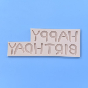 Pink silicone mold with Happy Birthday letters for DIY cake baking and chocolate decor