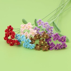 Handmade crochet mini Christmas flower bouquets in vibrant colors for home decor gifts
