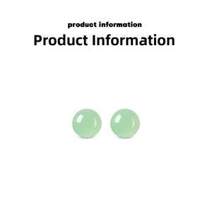 Close-up of symmetric light green aventurine round bead stud earrings in S925 silver