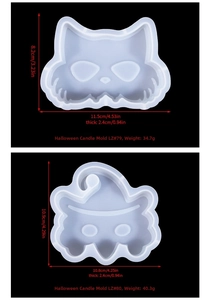 Technical specifications for Halloween skull and cat-shaped silicone candle molds
