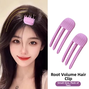Detail of light purple hair root volumizing clip showing 2pcs set for lifting hair volume