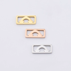 Polished stainless steel rainbow cloud cutout pendants in gold, rose gold and silver