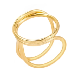 Anello geometrico minimalista in acciaio inossidabile 304 dorato con fasce metalliche multistrato