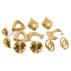 18K gold plated geometric earrings in waterdrop leaf and triangle shapes for women