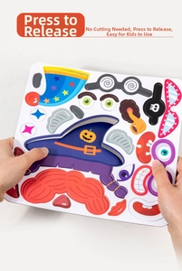 Vista dettagliata del puzzle di Halloween fai-da-te con accessori per il viso fustellati